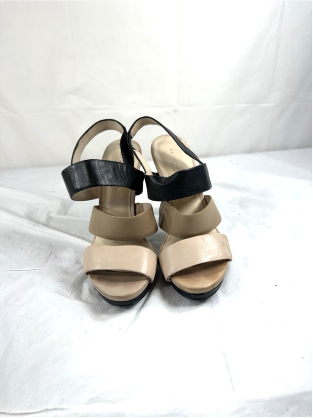 Kenneth Cole Leather Strappy Heels Nikki Clay and Black Size 6 Med. - Picture 2 of 14